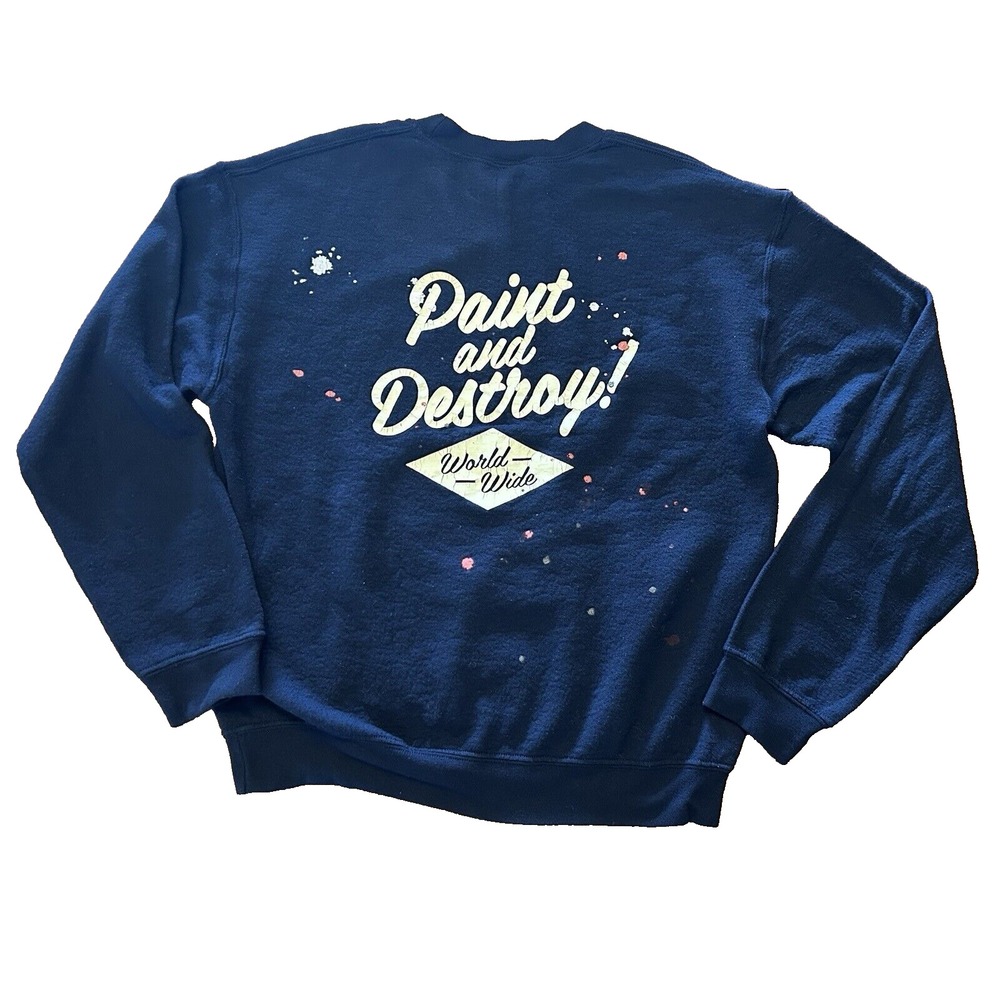 Obey Paint and Destroy Blue Crewneck Sweater